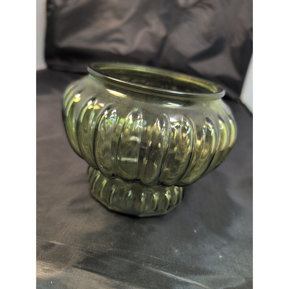 Vintage Inarco Olive Green Glass bowl or planter. Made In USA #5441